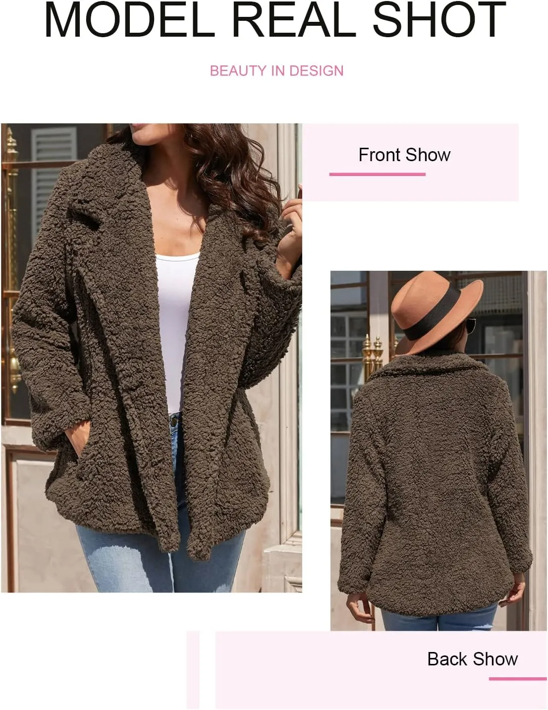 Dokotoo Womens 2024 Winter Fleece Teddy Bear Sherpa Jacket Coats with Pockets