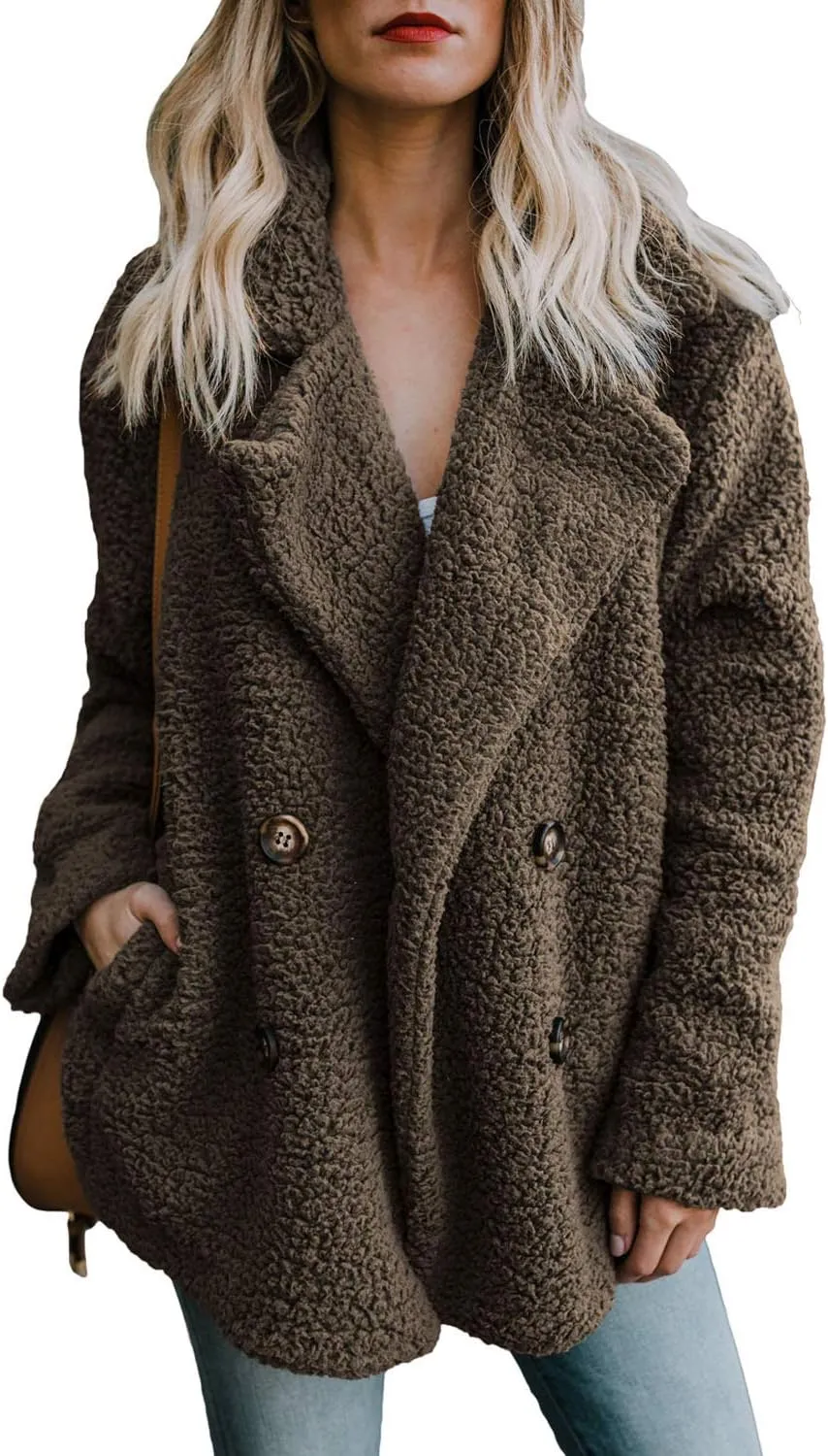 Dokotoo Womens 2024 Winter Fleece Teddy Bear Sherpa Jacket Coats with Pockets