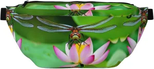 Dragonfly On Lotus Flower Stylish Crossbody Waist Pack - Versatile And Compact Travel Pouch For Hands-Free Storage