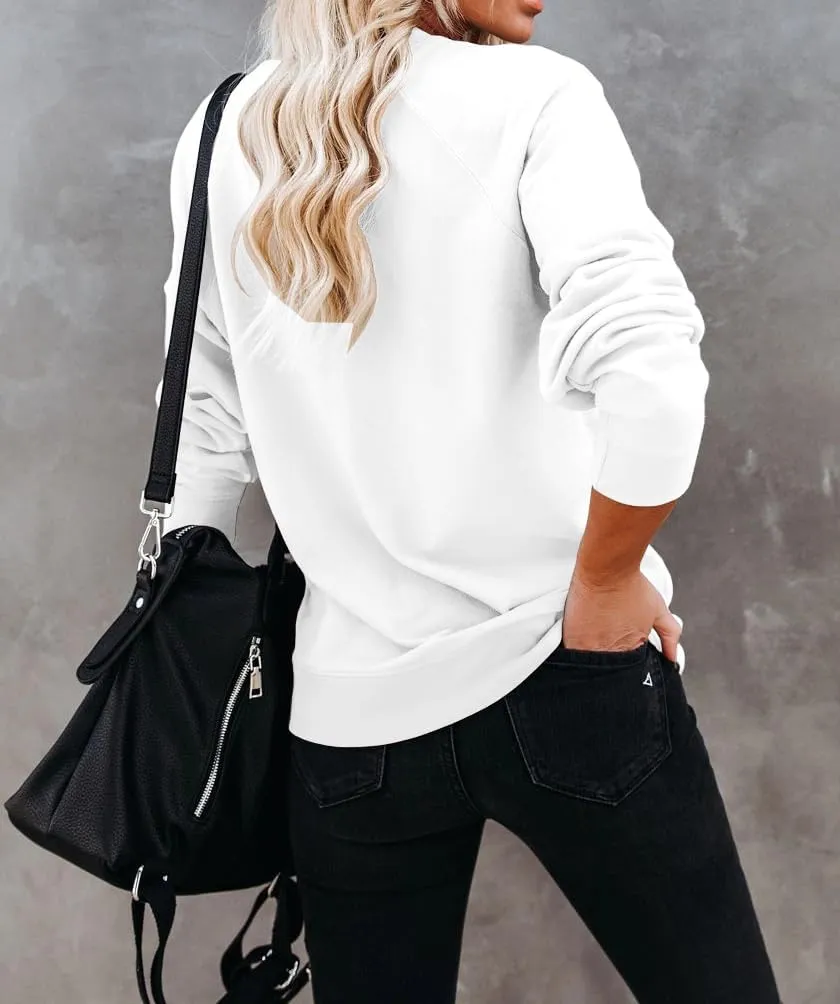 Dressmine Womens USA Shirt Casual Long Sleeve Graphic Tees Knit Crew Neck Sweatshirts Loose Pullover