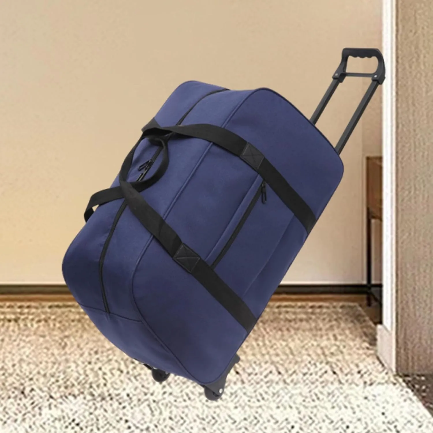 Duffel Bag with Wheels Suitcase Multifunctional Telescoping Handle Rolling Garment Bag Trolley Case for Picnic Sports Outdoor, blue