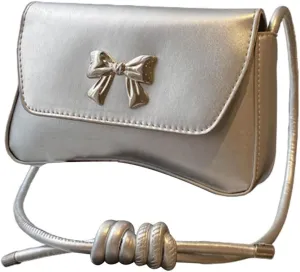 Elegant Shoulder Bag With Bowknot Decoration PU Leather Crossbody Purse Versatile Satchel Underarm Handbag For Women