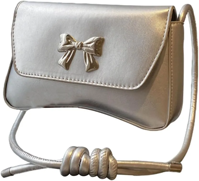 Elegant Shoulder Bag With Bowknot Decoration PU Leather Crossbody Purse Versatile Satchel Underarm Handbag For Women