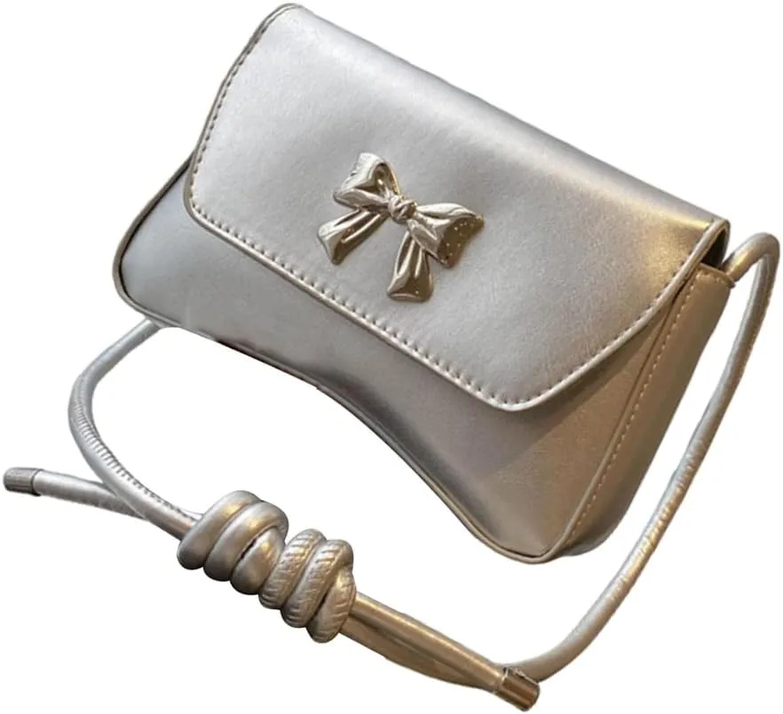Elegant Shoulder Bag With Bowknot Decoration PU Leather Crossbody Purse Versatile Satchel Underarm Handbag For Women