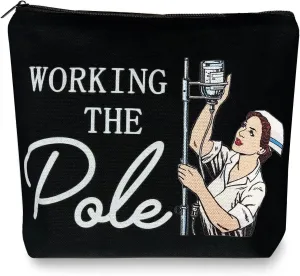 ER Nurse Gift,Nurse Gifts for Women Funny Makeup Bags,Working The Pole,Gifts for Nurses Pencil Makeup Pouch Bag with Zipper, Nurse Graduation Gift,Nurses Day Gift,RN Nursing Bag for Work,Black