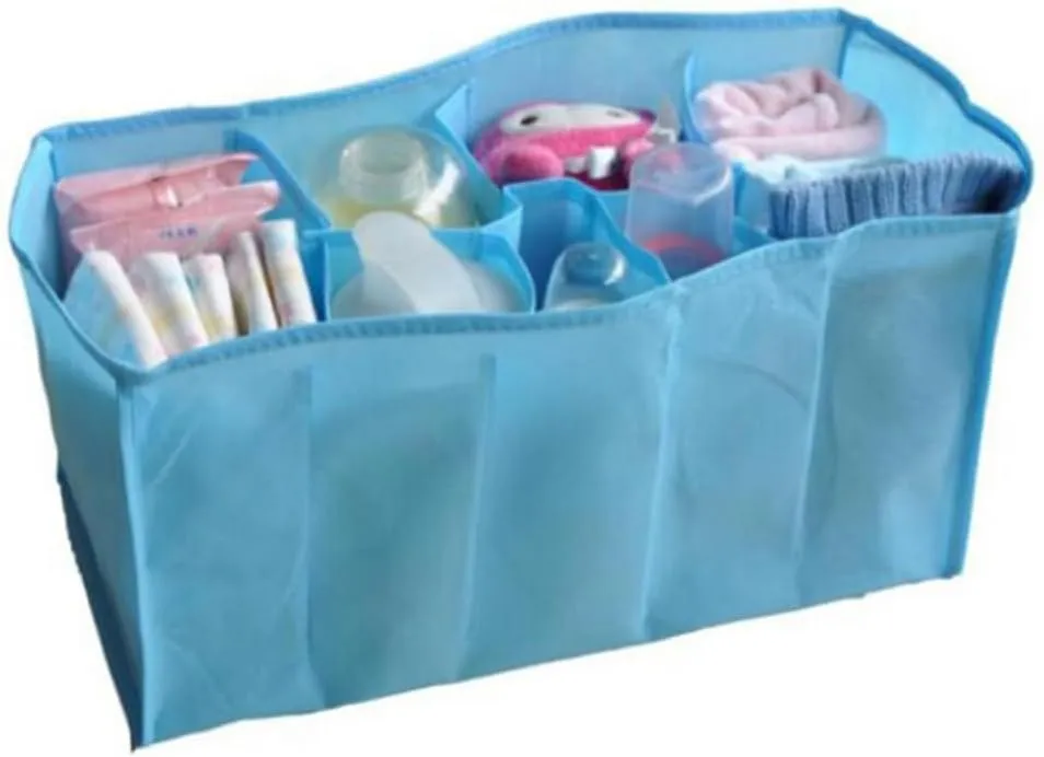 ERINGOGO Blue Diaper Bag Organizer Multi Compartment Bladder Bag for Efficient Essentials Storage for Diaper Organization and Travel