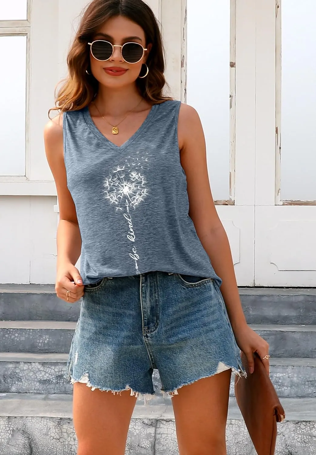 ETCYY Womens Summer Tops Sexy Tie Dye V Neck Tank Top Loose Fit Cute Printed Workout Sleeveless T Shirts
