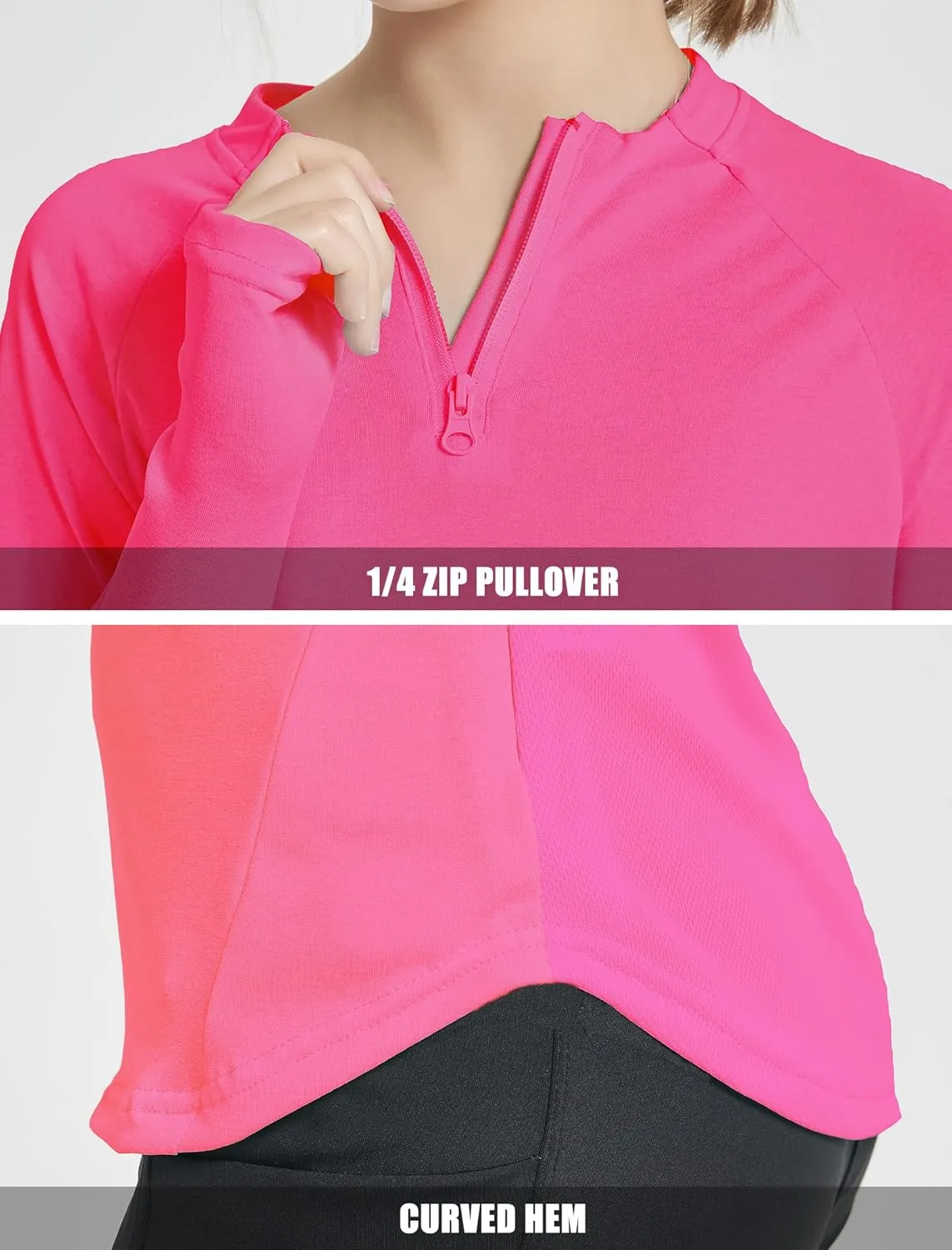 EXARUS Girls Long Sleeve Shirts Athletic Quick Dry Tops UPF 50  Performance Tees with Pockets Thumb Holes Workout Teens