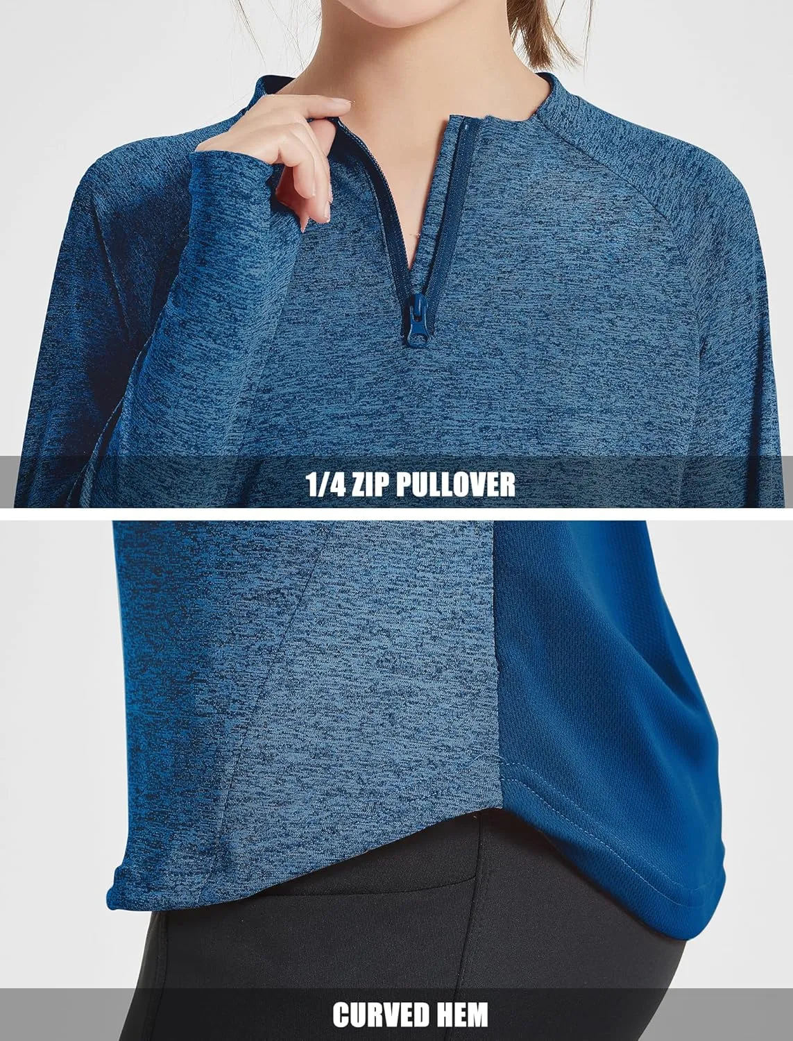 EXARUS Girls Long Sleeve Shirts Athletic Quick Dry Tops UPF 50  Performance Tees with Pockets Thumb Holes Workout Teens