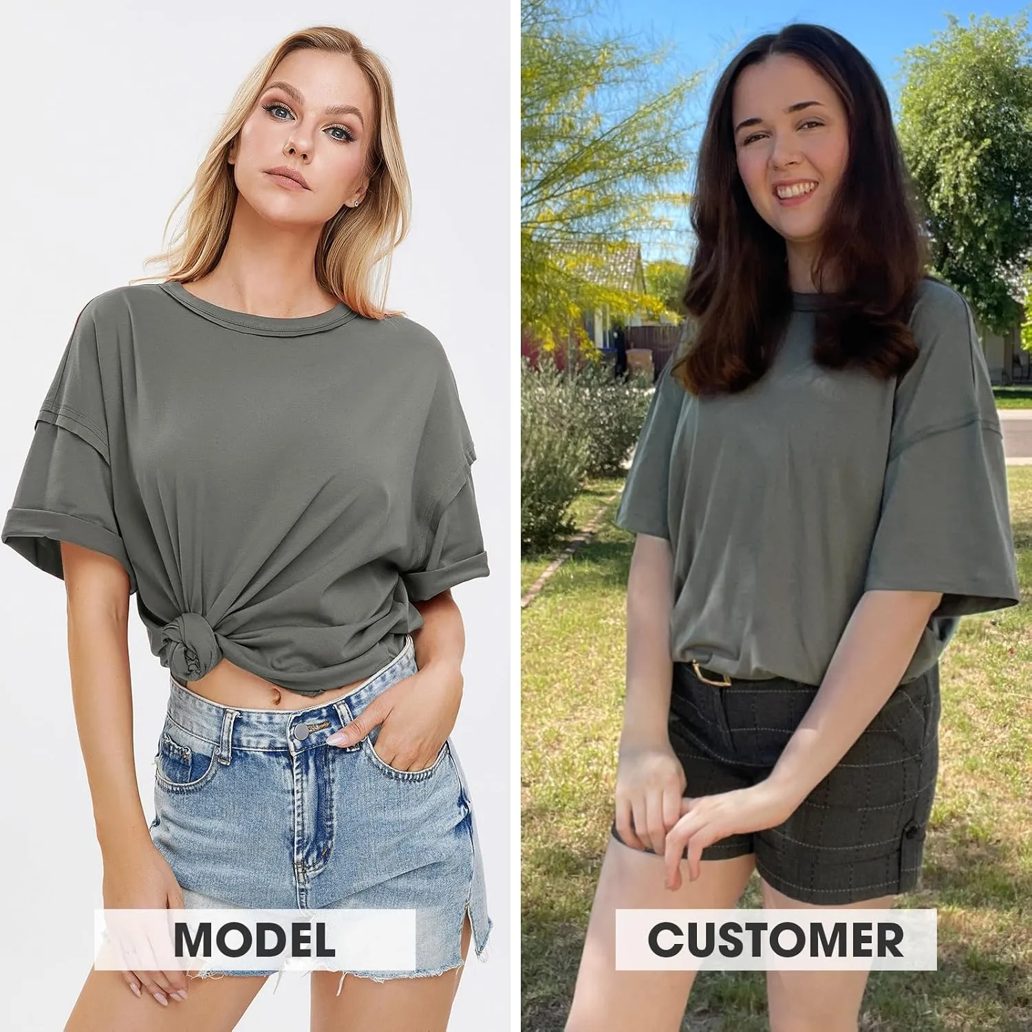 EXLURA Womens Summer Oversized T Shirts 2025 Casual Short Sleeve Loose Maternity Tops Crewneck Tunic Plus Gym Workout Top