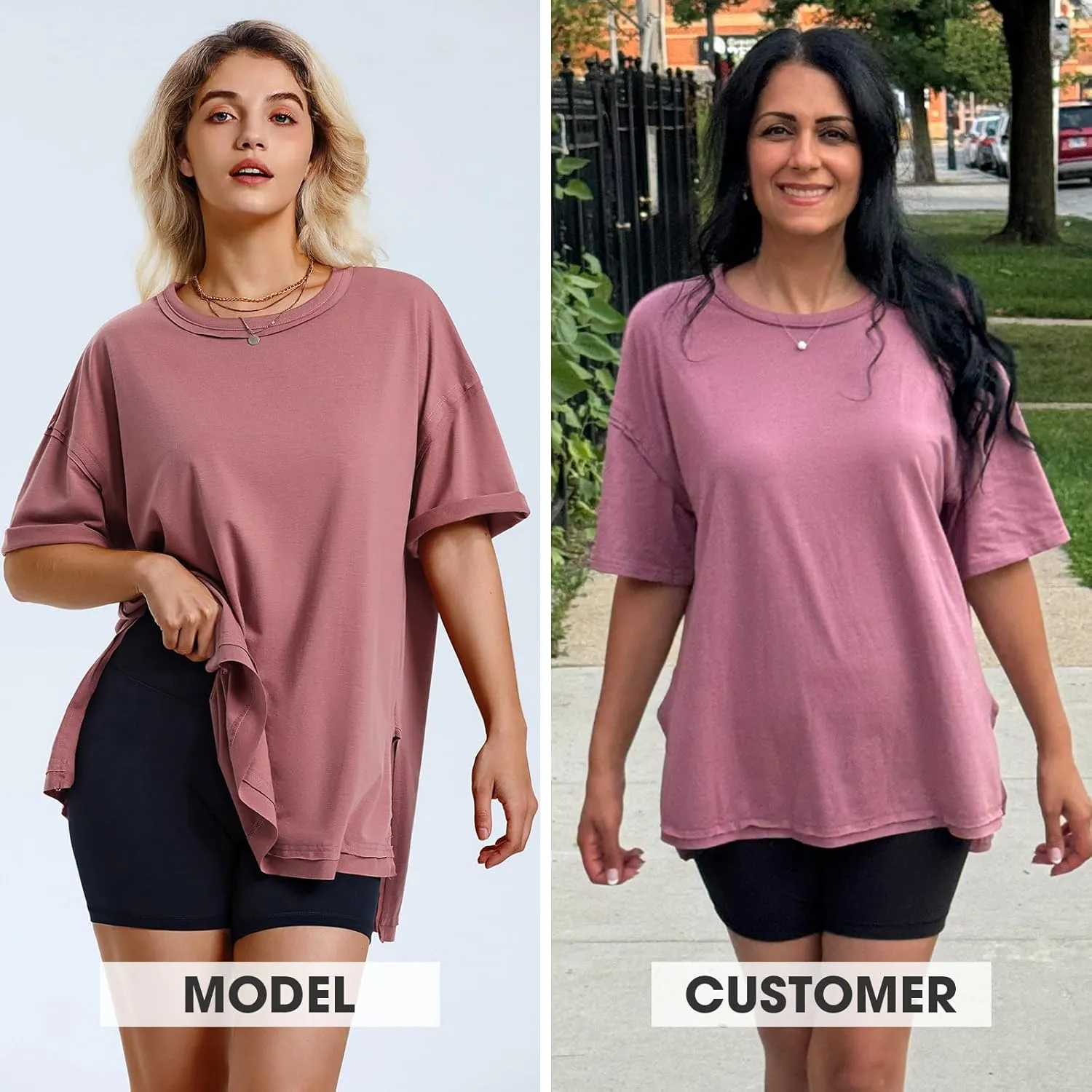 EXLURA Womens Summer Oversized T Shirts 2025 Casual Short Sleeve Loose Maternity Tops Crewneck Tunic Plus Gym Workout Top