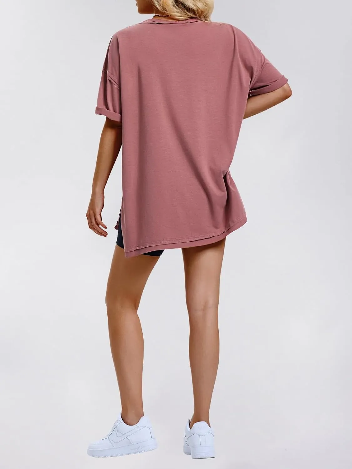 EXLURA Womens Summer Oversized T Shirts 2025 Casual Short Sleeve Loose Maternity Tops Crewneck Tunic Plus Gym Workout Top