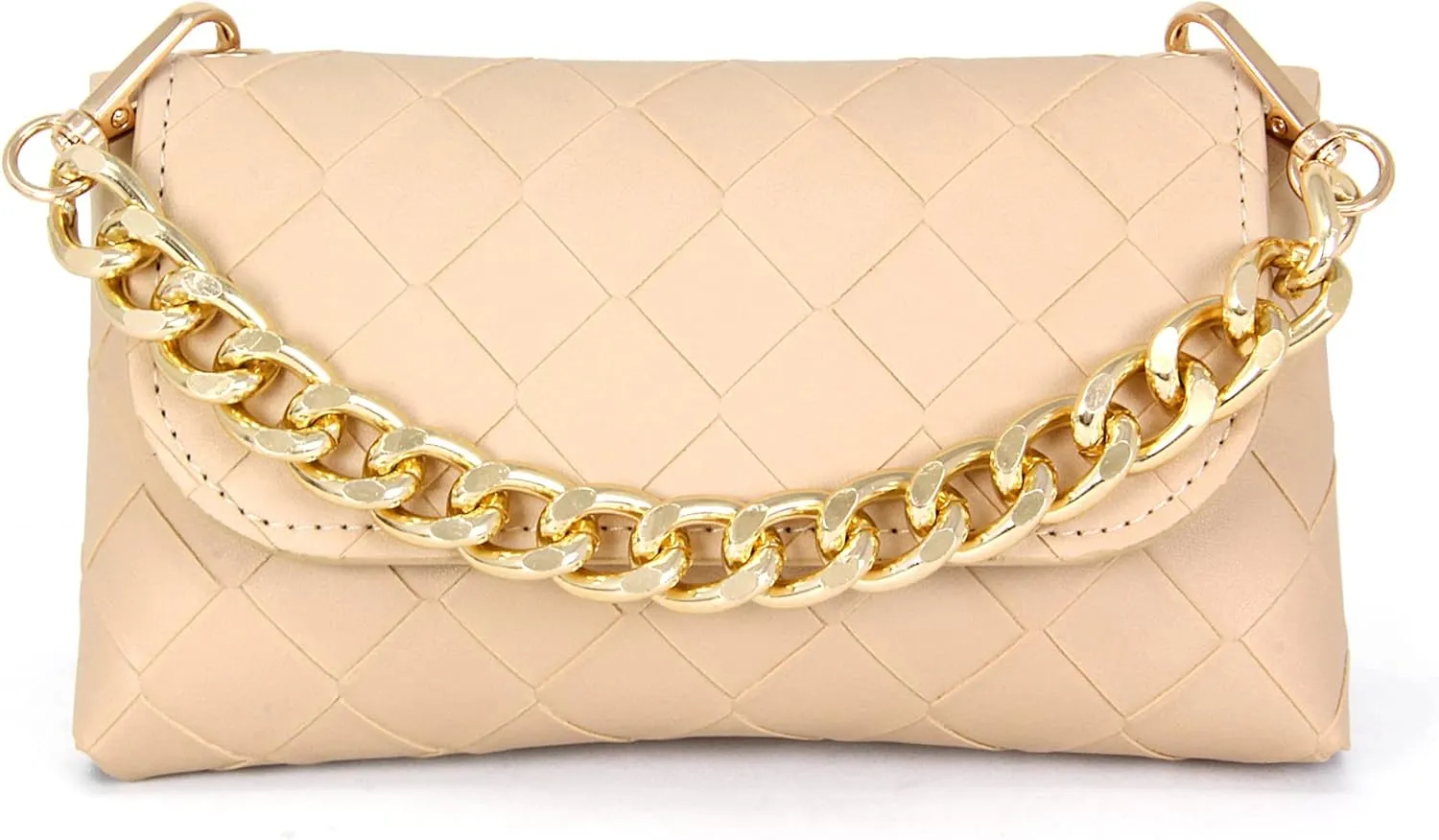 Fanny Pack for Women PU Leather Belt Bag Waist Bag Cassette Fanny Pack Small Purse for Party (Beige) (MELOA)
