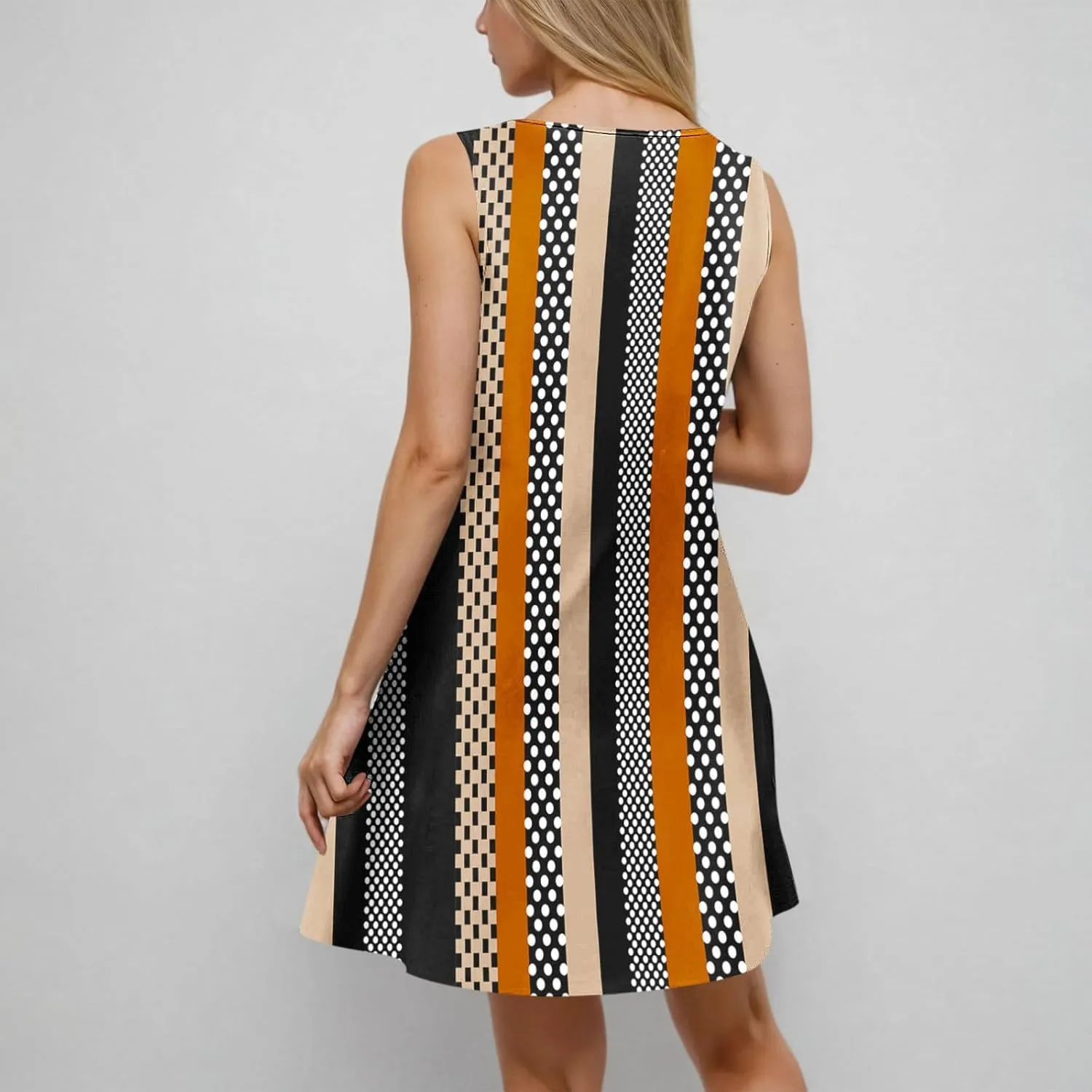 Finelylove Boho Dresses for Women 2025 O Ring Shoulder Sleeveless Summer Sundress Cover Up Mini Dress Beach Vacation Outfits