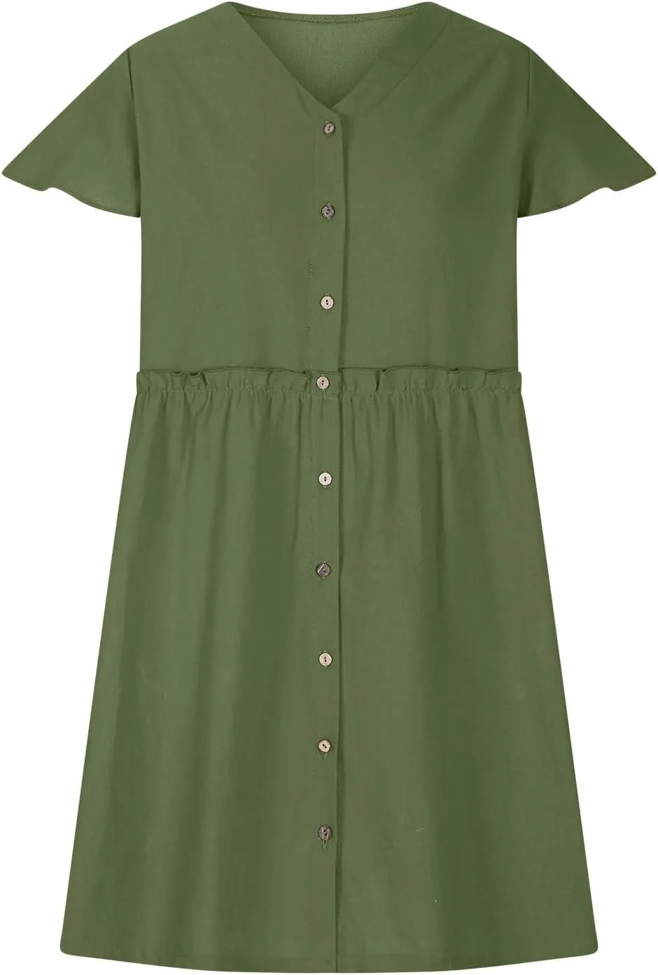 Finelylove Spring Summer Dresses Casual Button Down Shirt Dress Loose A Line Flowy Ruffle Shift Mini Dresses Beach Vacation