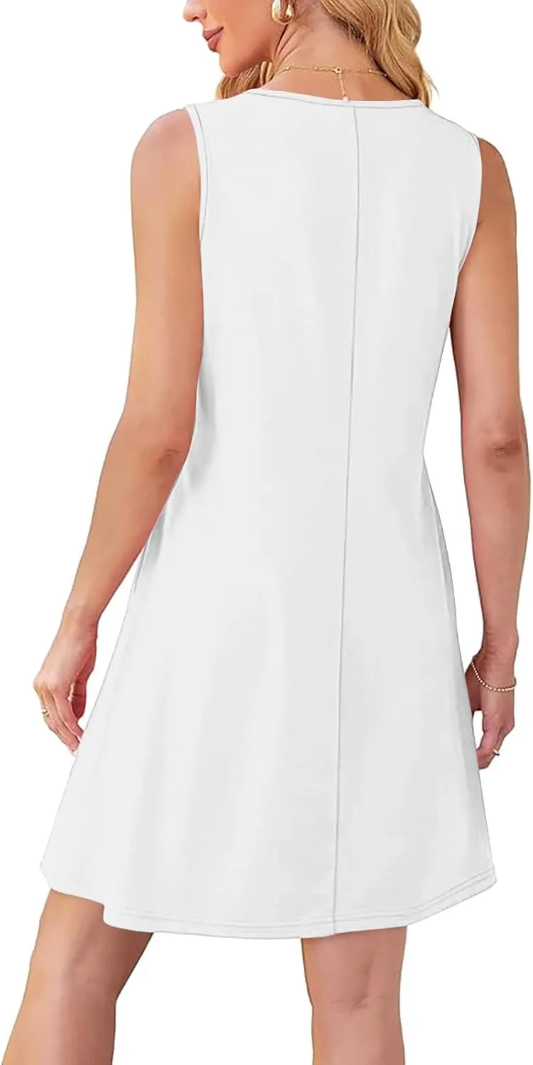 Finelylove Summer Dresses for Women 2025 Short Sleeve Spring Mini Dress Pleated A Line Beach Sundress Vacation Outfits