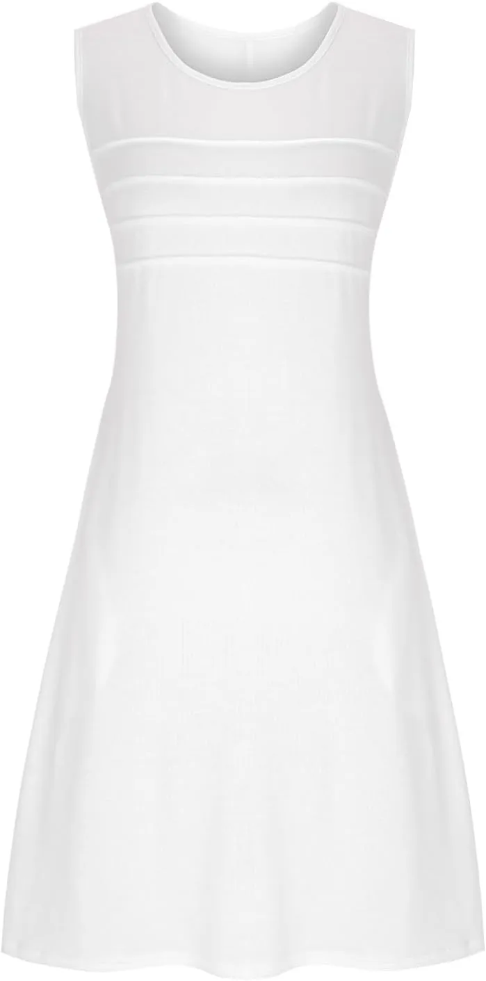 Finelylove Summer Dresses for Women 2025 Short Sleeve Spring Mini Dress Pleated A Line Beach Sundress Vacation Outfits