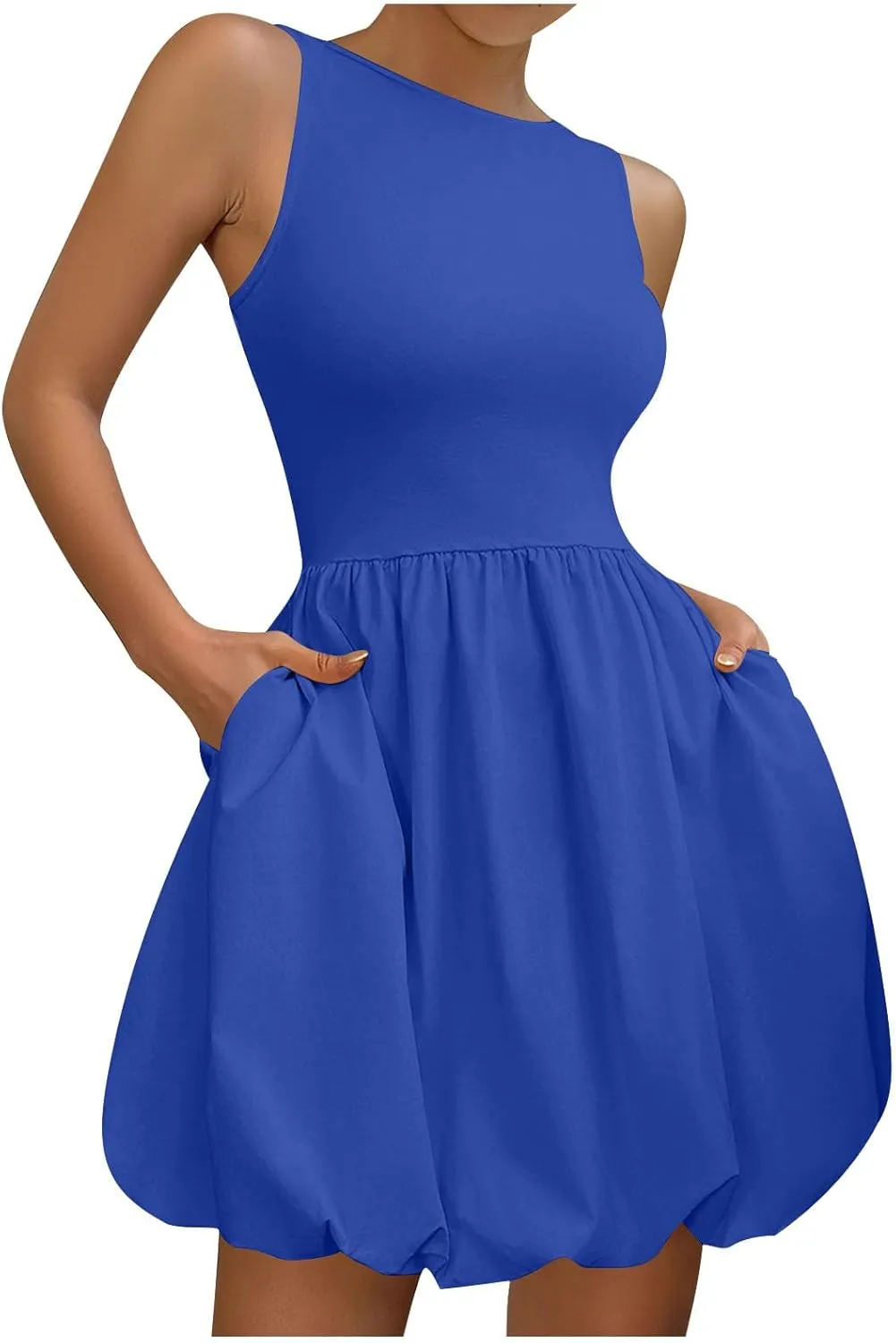 Finelylove Summer Dresses for Women 2025 Tube Strapless Mini Dress Off Shoulder Smocked A Line Ruffle Flowy Party Dresses