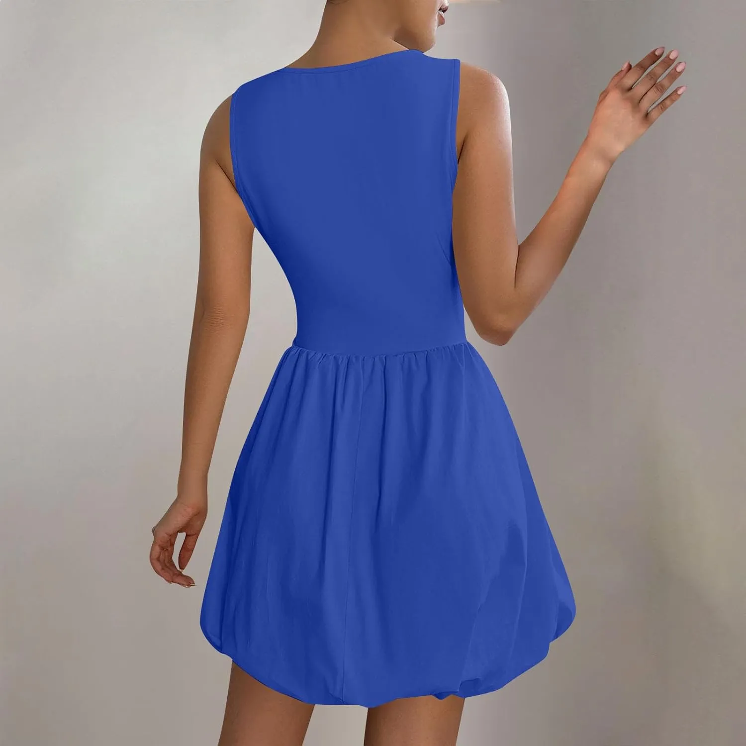 Finelylove Summer Dresses for Women 2025 Tube Strapless Mini Dress Off Shoulder Smocked A Line Ruffle Flowy Party Dresses