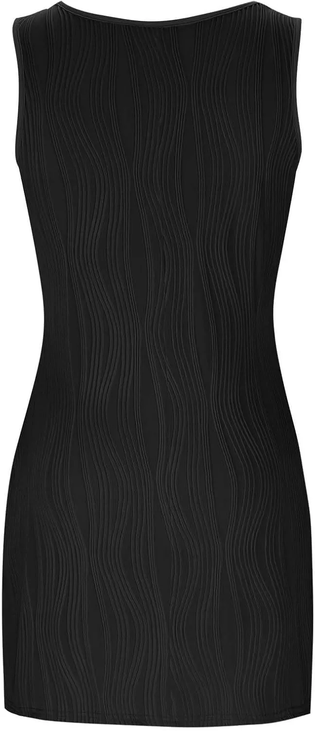 Finelylove Summer Spring Dresses for Women 2025 O Ring Shoulder Sleeveless Sundress Button A Line Mini Dress Beach Clothes