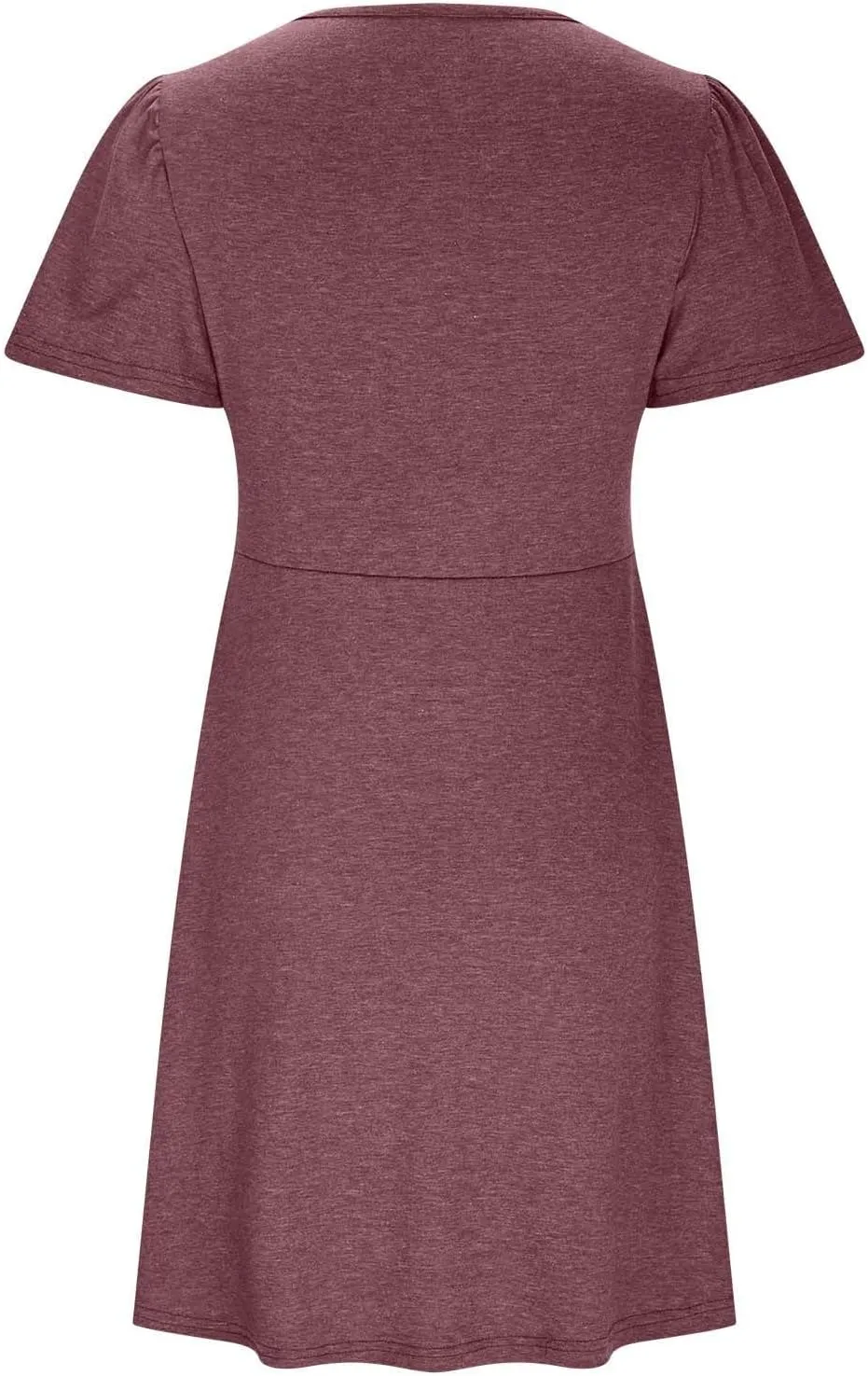 Finelylove Women's Casual Summer Dresses Short Sleeve V Neck Ruched Mini Dress A Line Flowy Boho Beach Vacation Sundresses