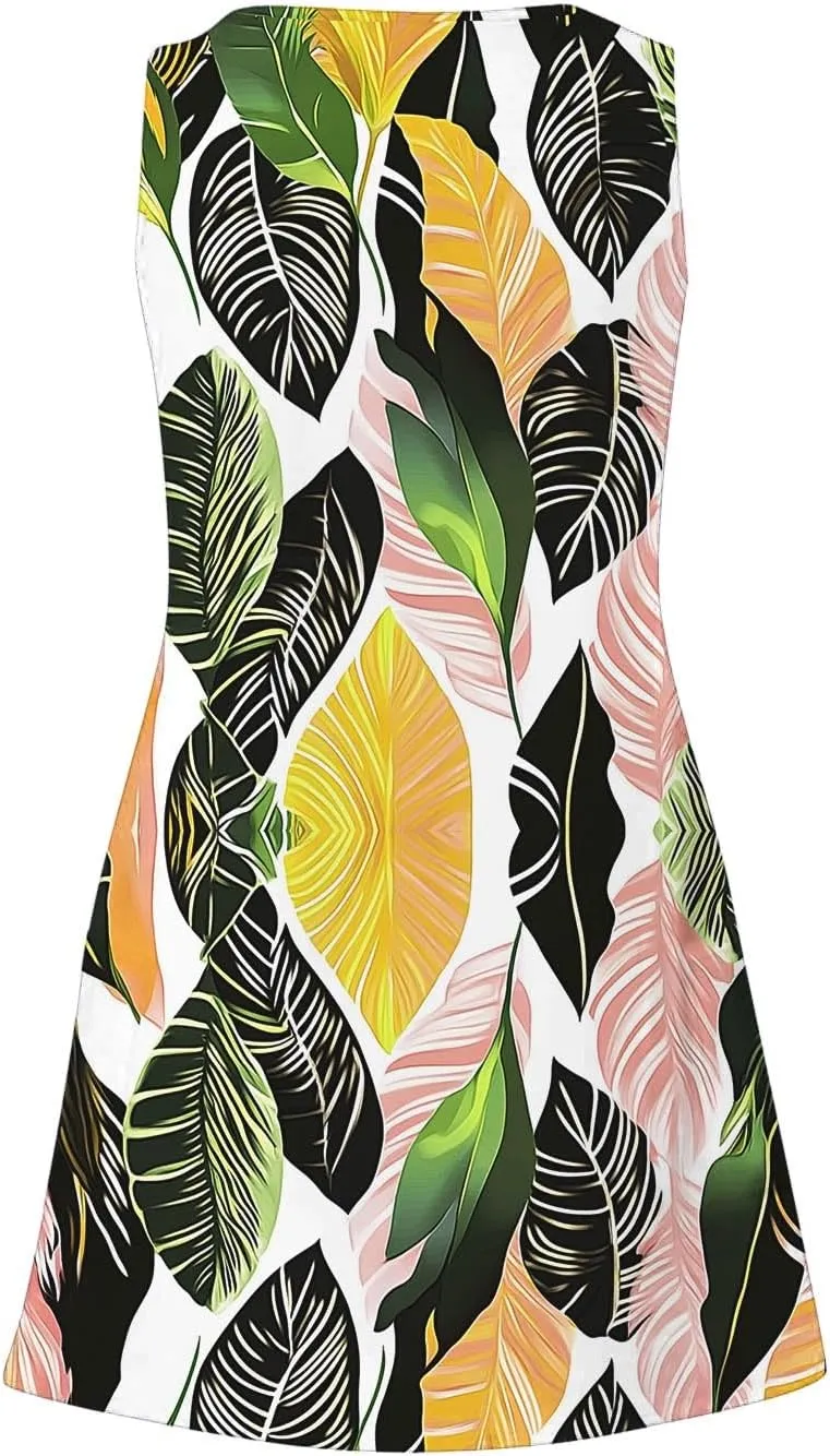 Finelylove Womens Summer Dresses 2025 V Neck Sleeveless Sundress Boho Floral Mini Dress Swimsuit Coverup 2025 Beach Vacation