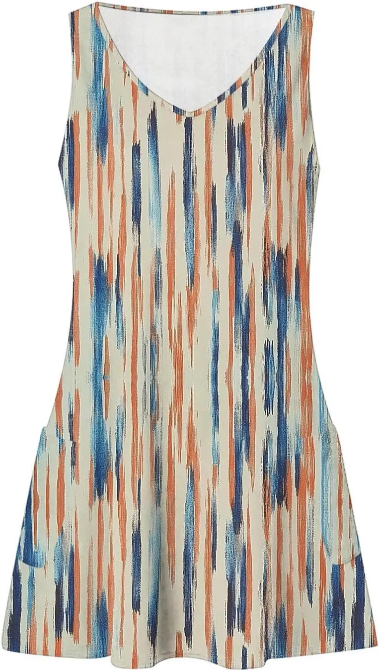 Finelylove Womens Summer Dresses 2025 V Neck Sleeveless Sundress Boho Floral Mini Dress Swimsuit Coverup 2025 Beach Vacation