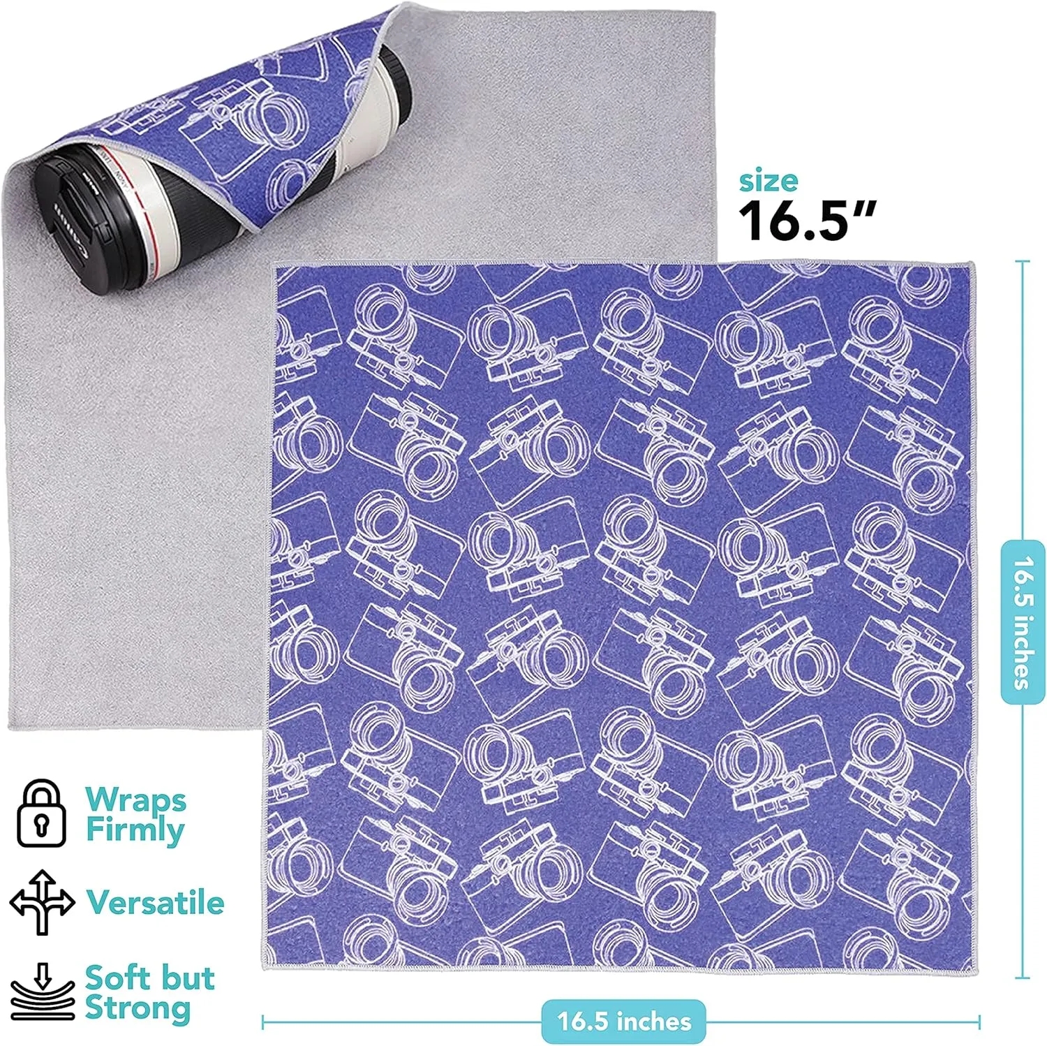 Foto&Tech Flexible Magic Cloth Wrapper, Anti-Scratch Camera Lens Book Wrap Travel Case, Compatible with DSLR Camera Lens Laptop Smartphone Tablet Gaming Consoles