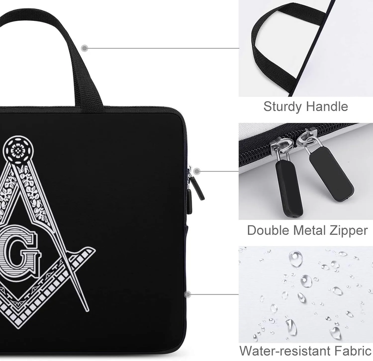 Freemasonry Sign Trendy Laptop Bag Waterproof Computer Carrying Case Business Briefcase for Women Men