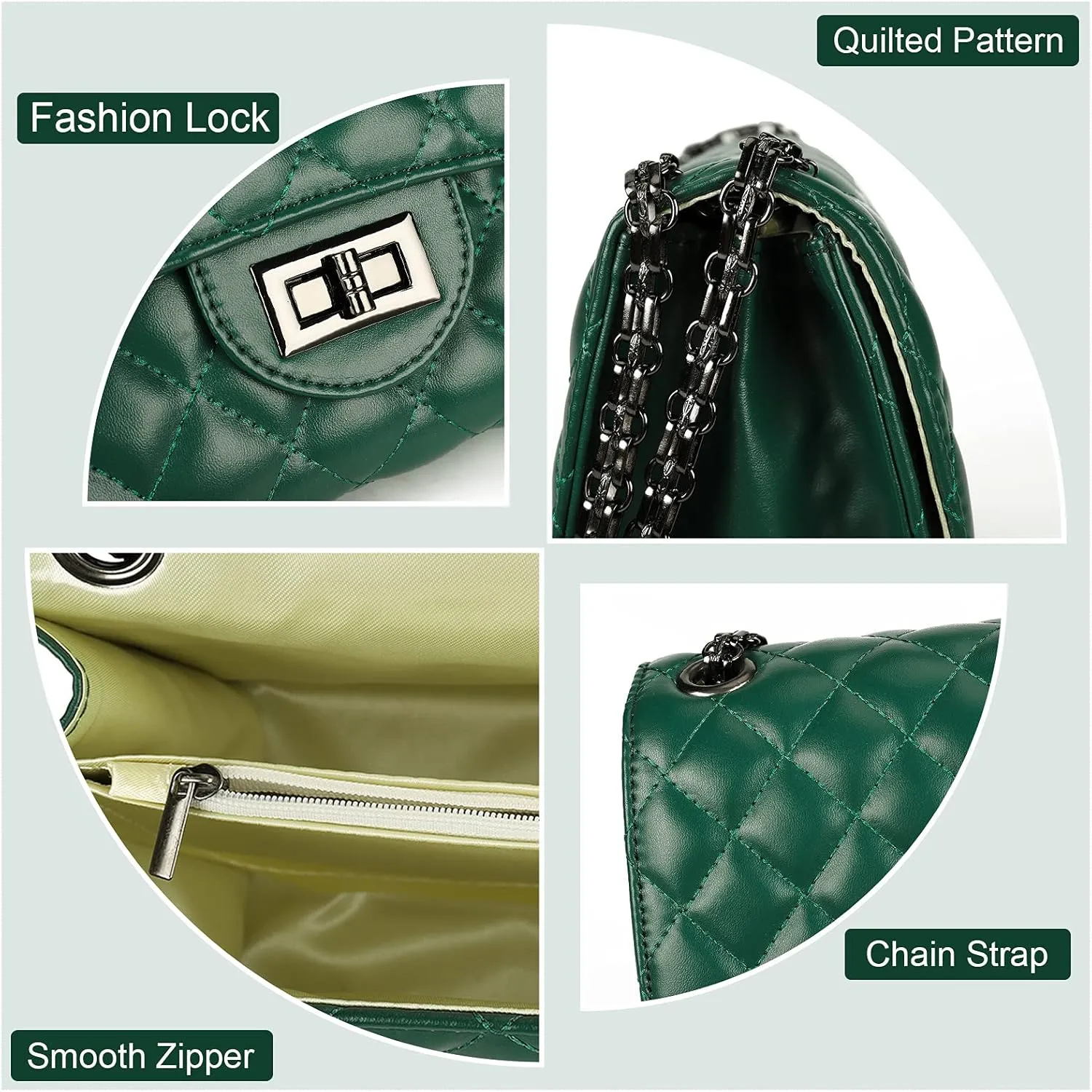 Gladdon Quilted Crossbody Purse for Women Trendy Ladies Shoulder Bag with Chain Designer Purses
