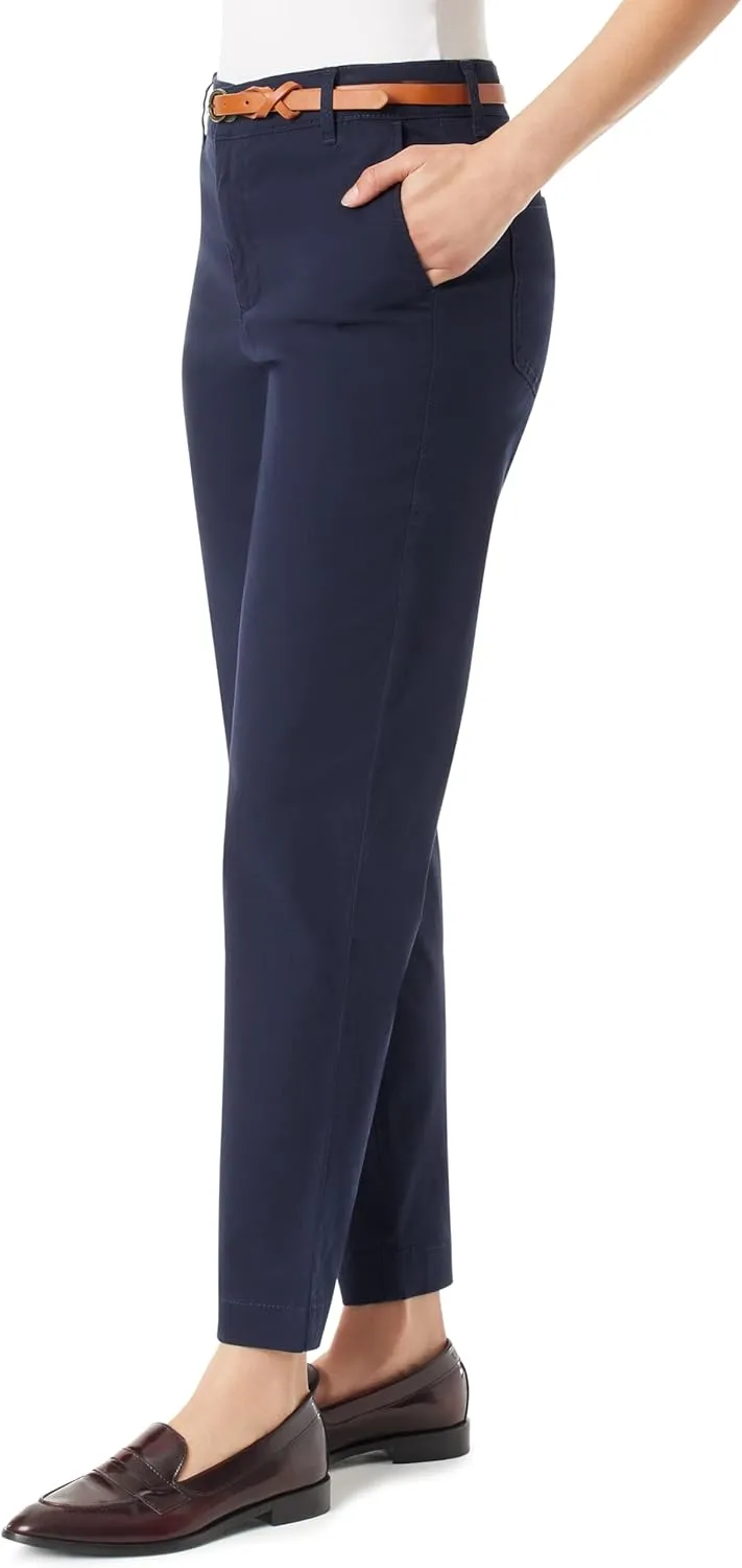 Gloria Vanderbilt Women's High Rise Belted Tapered Trouser Pant Standard