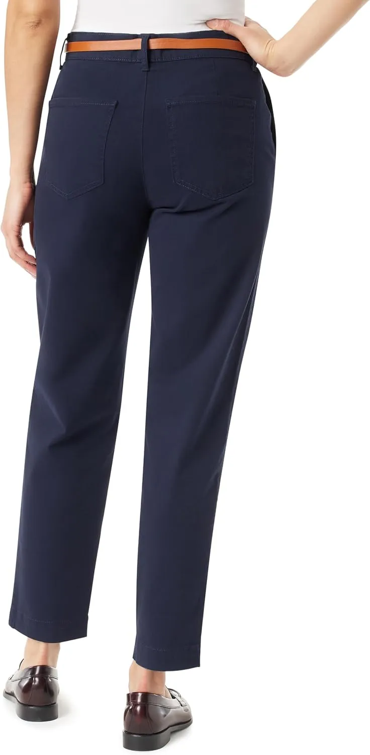 Gloria Vanderbilt Women's High Rise Belted Tapered Trouser Pant Standard