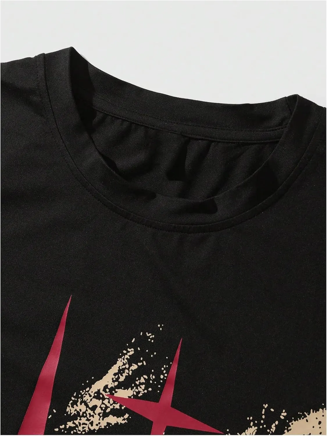 GORGLITTER Men's Y2K Graphic Print Goth T-Shirt Summer Short Sleeve Streetwear Round Neck Tees Shirt