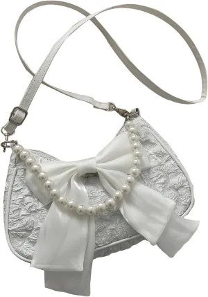 GORGLITTER Women's Bow Coquette Purse Sweet Pearl Shoulder Bag Evening Clutch Handbag Trendy 2025