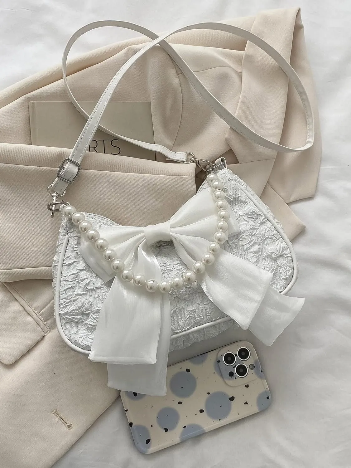 GORGLITTER Women's Bow Coquette Purse Sweet Pearl Shoulder Bag Evening Clutch Handbag Trendy 2025