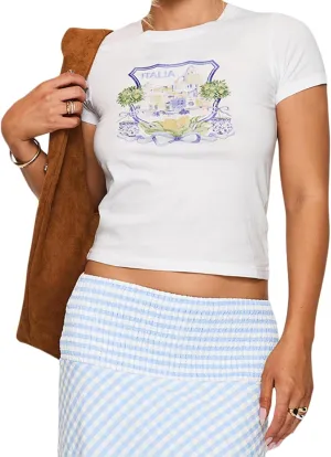 Graphic Baby Tee Y2k Women Teen Girl Short Sleeve Cute Crop Tops Floral Fruit Slim Fit Vintage Cropped Summer Shirt