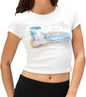 Graphic Baby Tee Y2k Women Teen Girl Short Sleeve Cute Crop Tops Floral Fruit Slim Fit Vintage Cropped Summer Shirt
