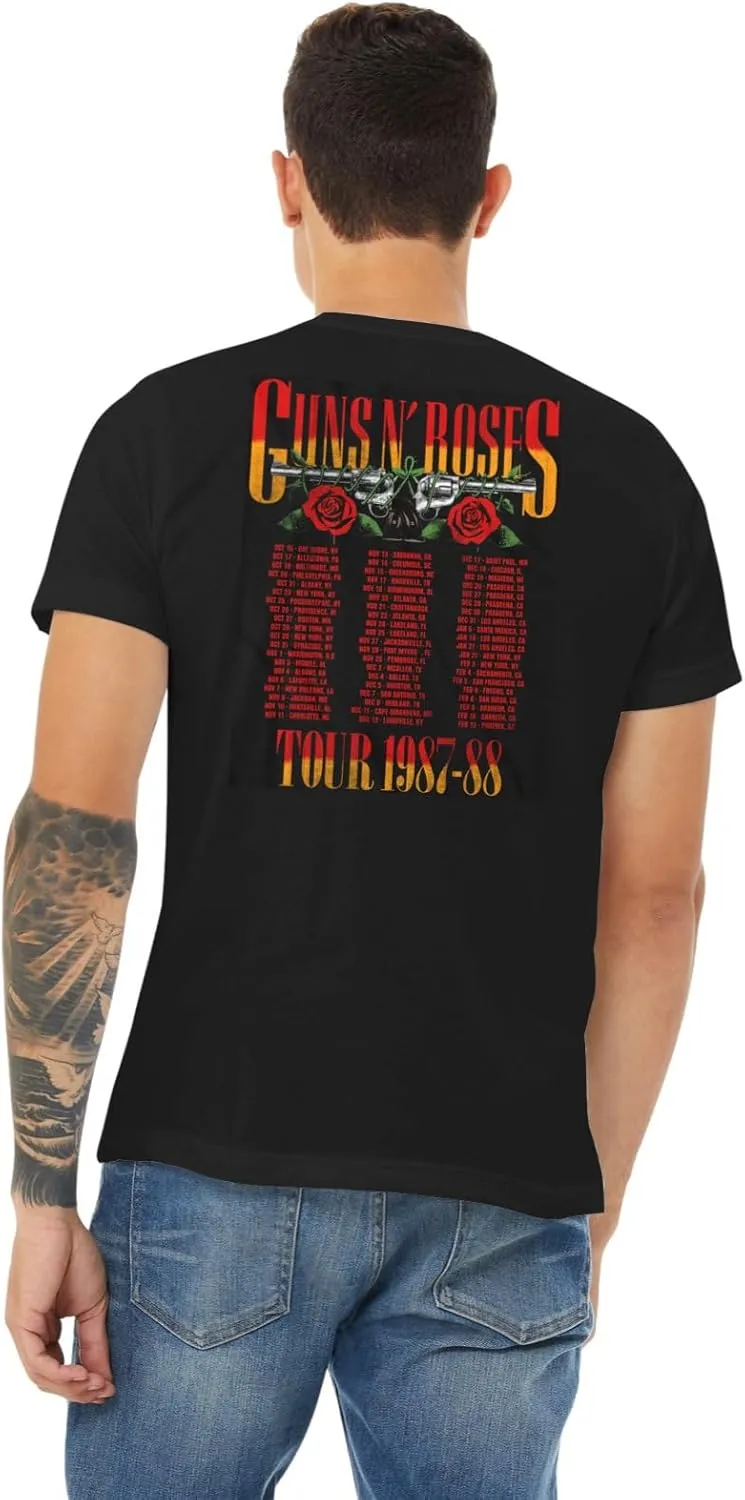 Guns N'Roses T Shirt 87-88 Tour Front & Back Print Adult Black 80s Rock Band Vintage Style Graphic Tees