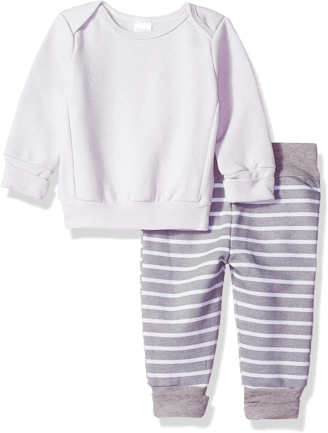 Hanes Baby Girls' Ultimate Baby Flexy Adjustable Fit Jogger with Sweatshirt Set