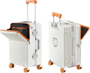 Hard Shell Luggage 20 Inch Travel Luggage, Carry-On Luggage Spinner TSA with Lid, PC ABS Aluminum FrameLightweight Travel Luggage 20'' 24'' 26'' Carry-On (orange, 20 inch)
