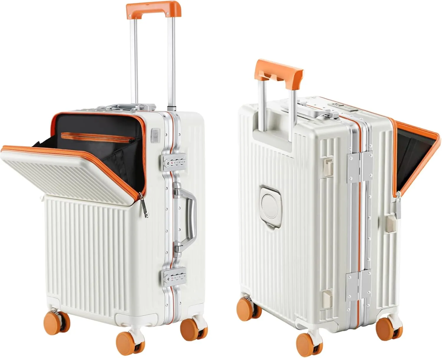 Hard Shell Luggage 20 Inch Travel Luggage, Carry-On Luggage Spinner TSA with Lid, PC ABS Aluminum FrameLightweight Travel Luggage 20'' 24'' 26'' Carry-On (orange, 20 inch)