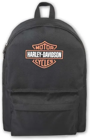 Harley-Davidson Bar & Shield Graphic Backpack w/Adjustable Straps - Black/Orange