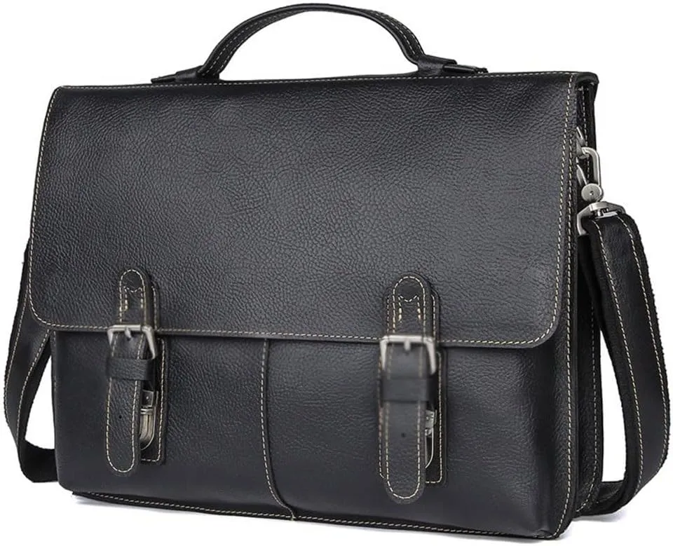 HBJWOV Vintage Casual Leather Briefcase Business Men's Bag Handbag Shoulder Bag Computer Bag