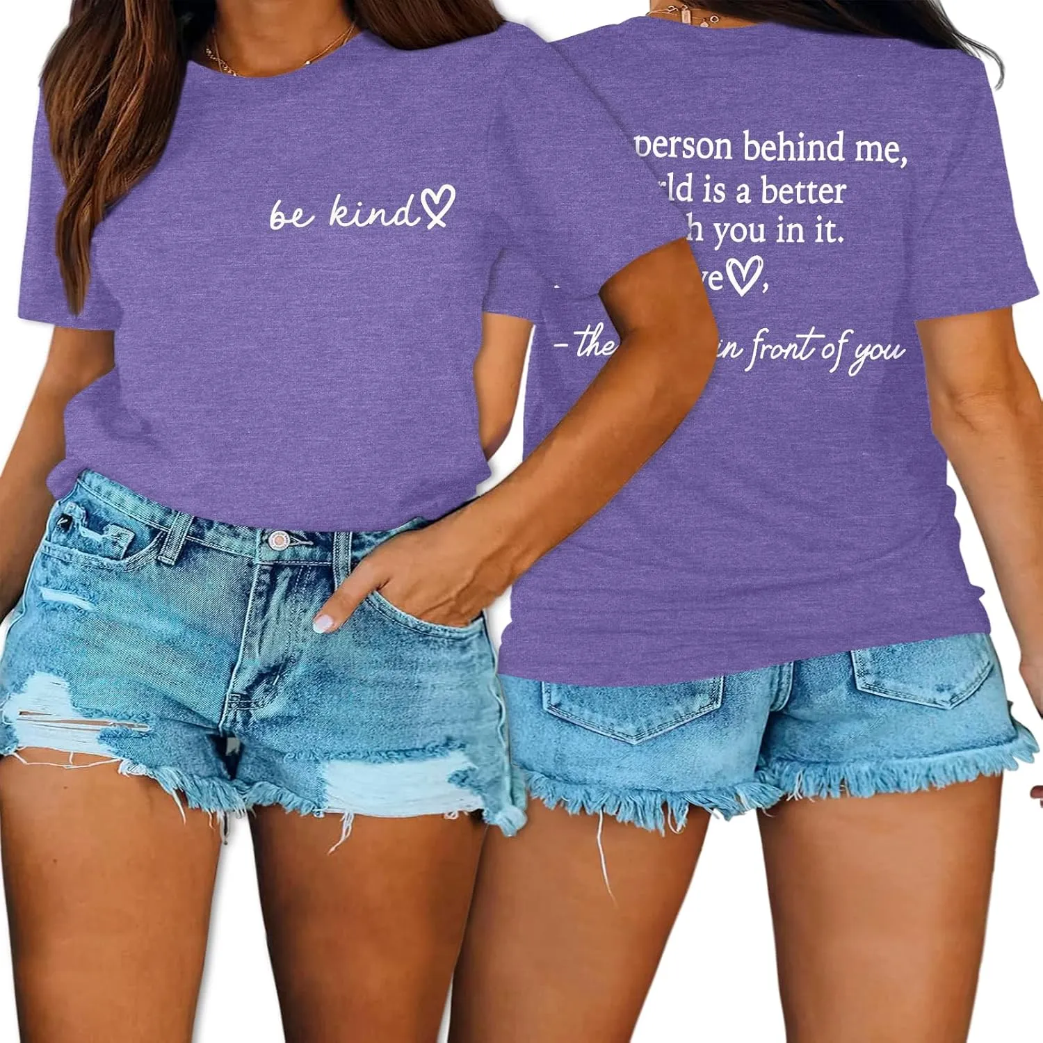 HDLTE Womens Plus Size Tops Cute Be Kind Blessed Graphic Tees Short Sleeve Love Heart Shirt