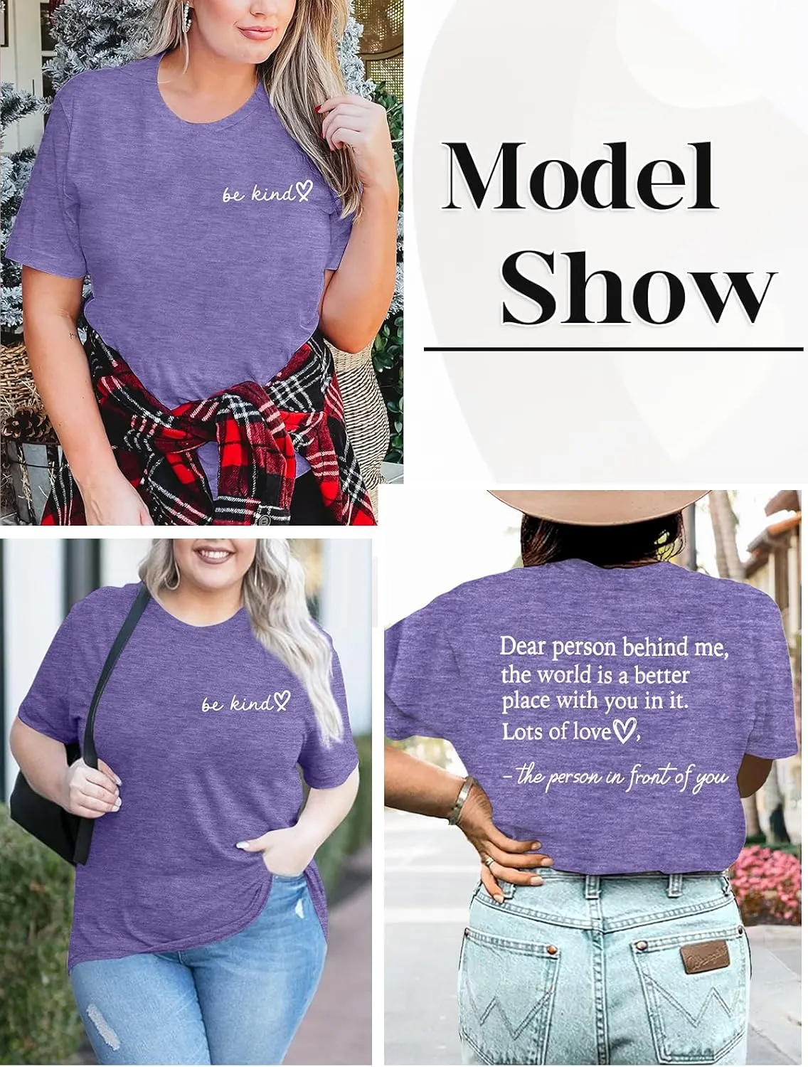 HDLTE Womens Plus Size Tops Cute Be Kind Blessed Graphic Tees Short Sleeve Love Heart Shirt