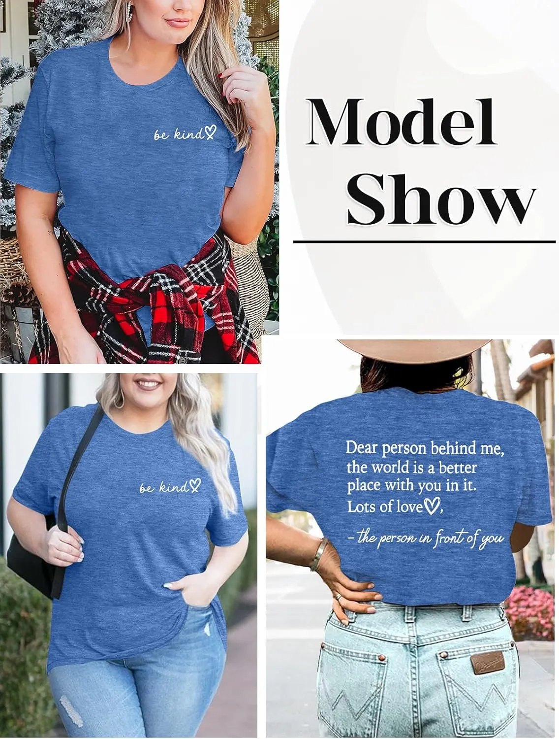 HDLTE Womens Plus Size Tops Cute Be Kind Blessed Graphic Tees Short Sleeve Love Heart Shirt