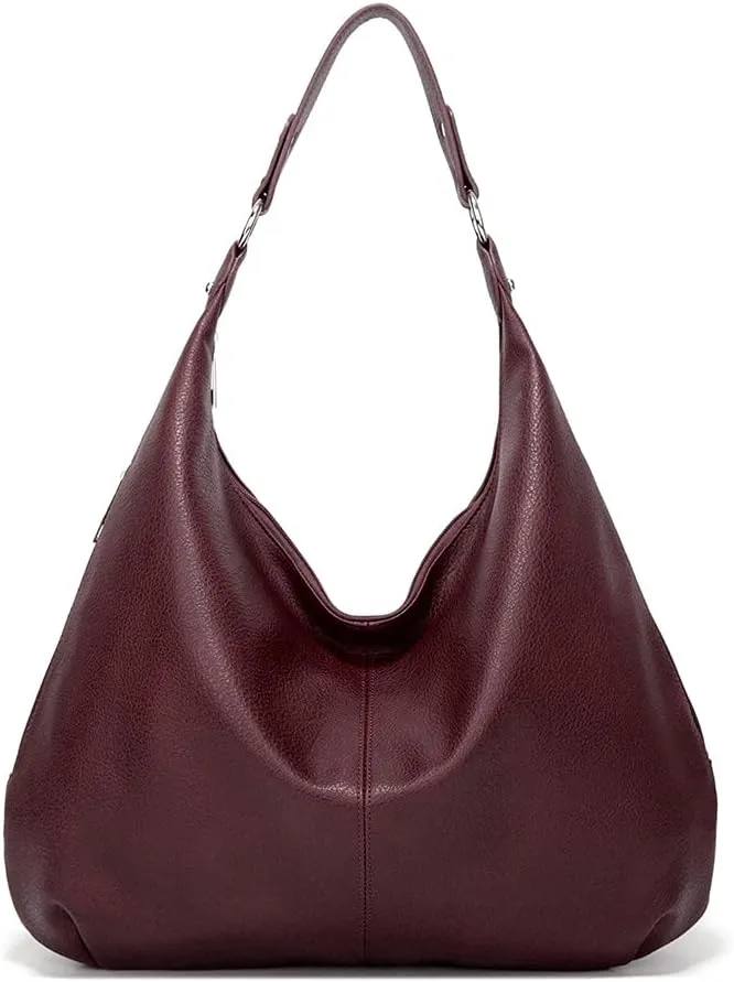 Hobo Tote Bag for Women Soft Faux Leather Shoulder Bag Retro Satchel Zipper Closure Handbag Large Capacity Purse