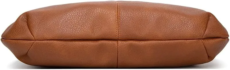 Hobo Tote Bag for Women Soft Faux Leather Shoulder Bag Retro Satchel Zipper Closure Handbag Large Capacity Purse