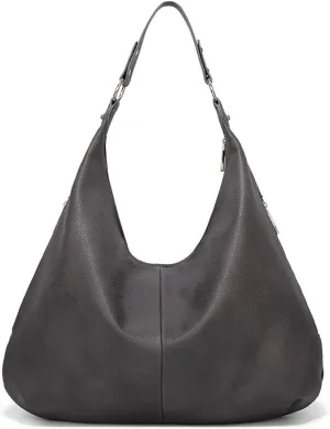 Hobo Tote Bag for Women Soft Faux Leather Shoulder Bag Retro Satchel Zipper Closure Handbag Large Capacity Purse