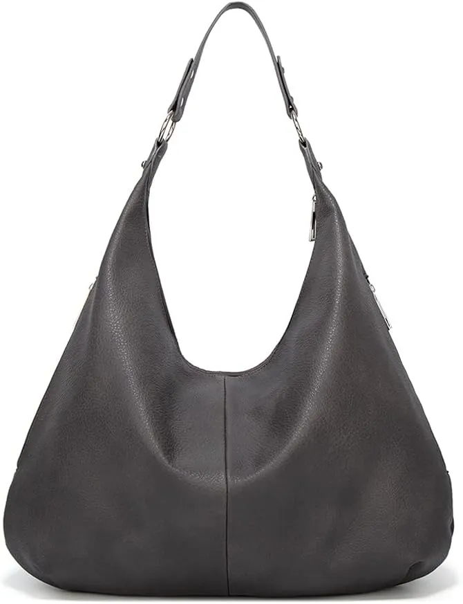 Hobo Tote Bag for Women Soft Faux Leather Shoulder Bag Retro Satchel Zipper Closure Handbag Large Capacity Purse